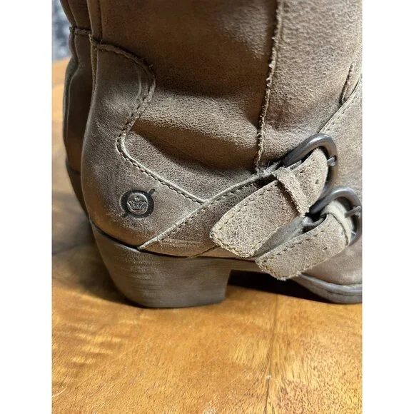 Born Women’s 6 Magda Tall Distressed Buckle Riding Boots Barnwood Brown - Picture 5 of 10